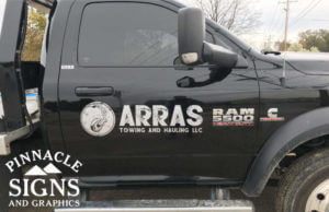 ARRAS Towing and Hauling Vehicle Graphic on truck