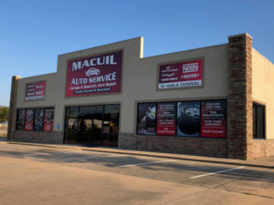 Vinyl Banner and Perf Window Signs for Macuil Auto Service