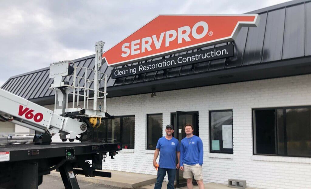 Servpro building sign with local installers